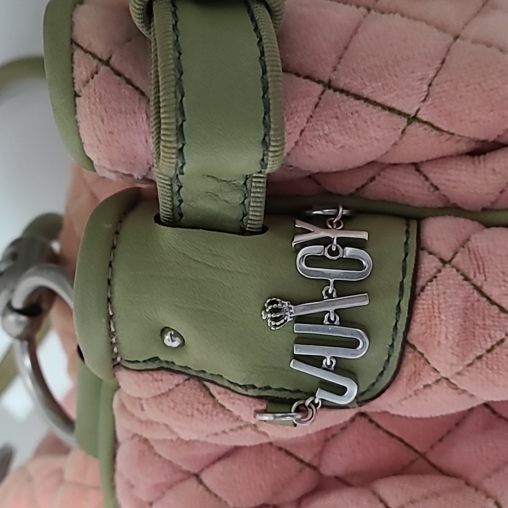 Juicy Couture Vintage Y2K SALE Rare Velvet Pink and Green Women's Bag - Picture 5 of 16